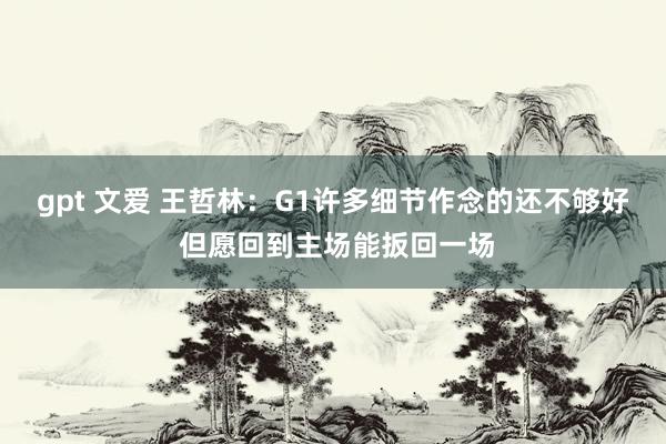 gpt 文爱 王哲林：G1许多细节作念的还不够好 但愿回到主场能扳回一场